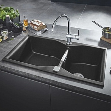 Мойка GROHE K700 с 2 чашами, 900 x 500 мм, черный гранит (31658AP0)