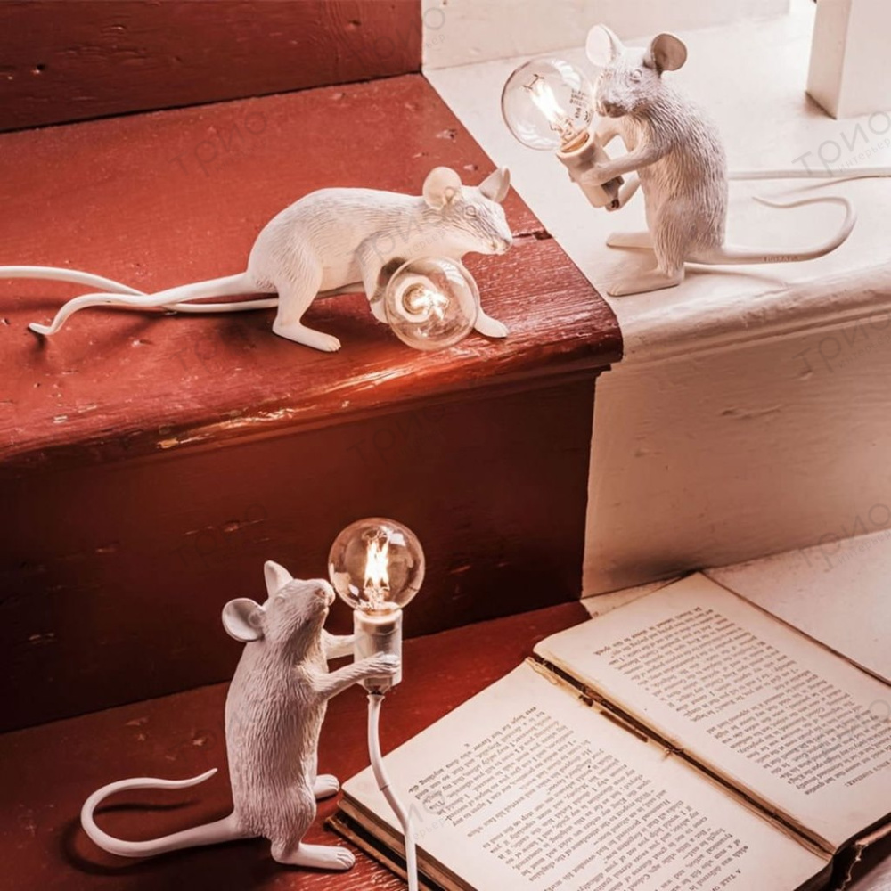 Настольная лампа Mouse Lamp Sitting от Seletti из Италии - купить в Москве  в салонах ТРИО-Интерьер