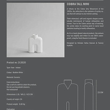 Ваза Cobra Tall Mini Bubble White 18 от 101 Copenhagen