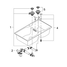 Мойка GROHE K700 с 2 чашами, 900 x 500 мм, черный гранит (31658AP0)